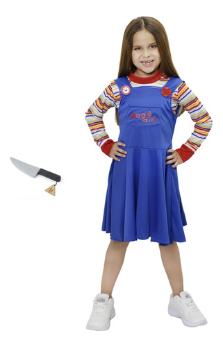 Disfraz Vestido Chucky Muñeco Diabolico Con Cuchillo Niña