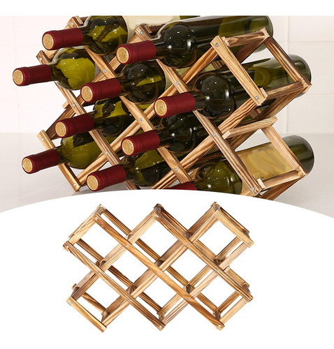 Estante Plegable De Madera Para Vino Tinto, 10 Botellas