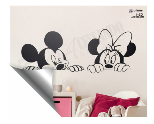 Adesivo Parede Sala Quarto Infantil Mickey E Minie Espiando