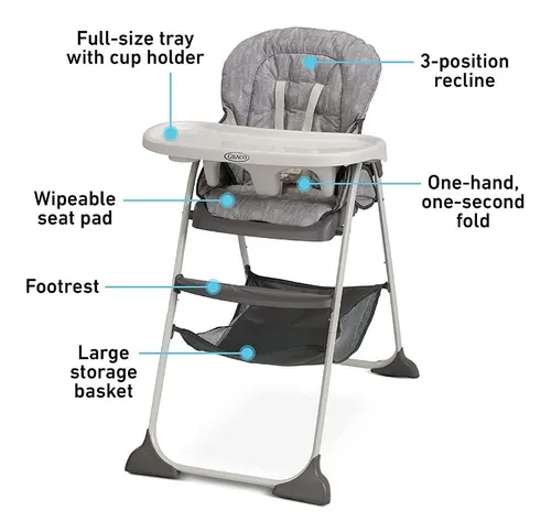 Silla Comedor Graco Slim Snacker, Stratus -envío Gratis