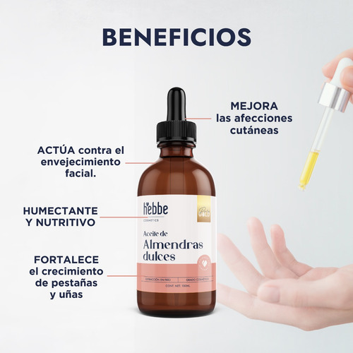 Aceite De Almendras %100 Puro 120ml Frasco Vidrio Gotero