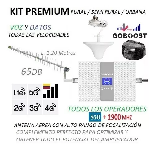 Kit Antena Amplificador de Señal Celular Bandas 3G, H+ y 4G