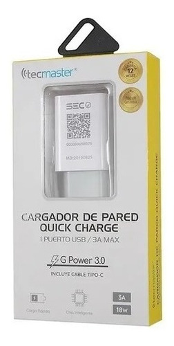 Imagen 3 de 3 de Cargador Carga Rapida Hpm6-qc3.0 Generico