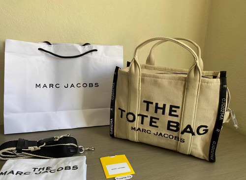 Bolsa The Jacquard Tote Marc Jacobs M0017027 Beige Mediana Caqui Liso Plata Negro (Usado)