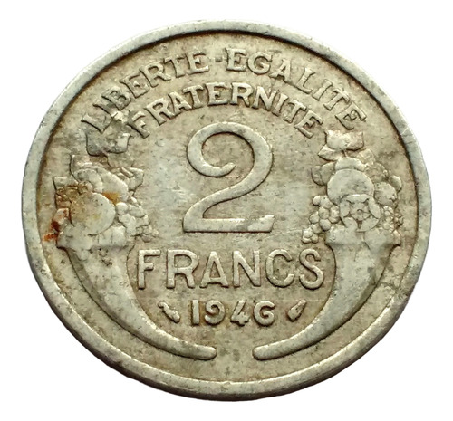 Moneda De Francia, 2 Francs 1946. Post- Segunda Guerra. (Usado)