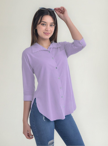 Camisa Mujer Manga 3/4 Clasica Dama Con Bolsillo Premium