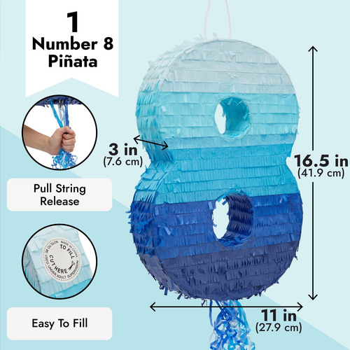 Cordón Para Tirar Con Forma De Panda Azul Con El Número 8, P