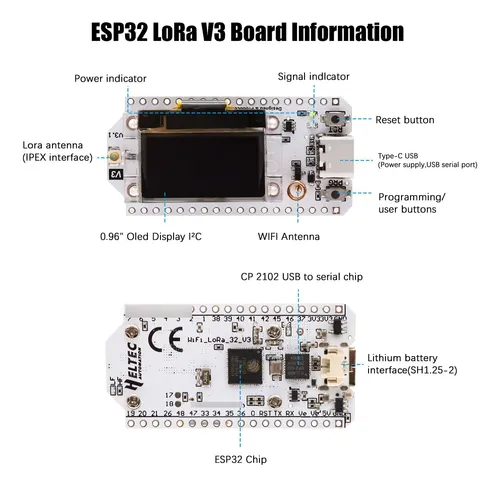 Esp32 Lora V3 Board Con Batería 3000 Mah Y Estuche 2 Piezas