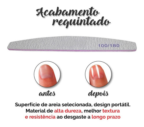 Imagem 5 de 6 de 05 Lixas Para Unha De Gel Acrílico 100/180 Pronta Entrega