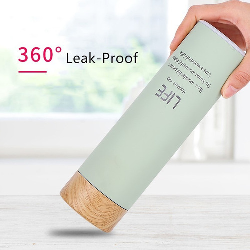 Imagen 4 de 7 de Termo Contenedor Rejilla Para Te Cafe Tapa Tipo Madera 500ml