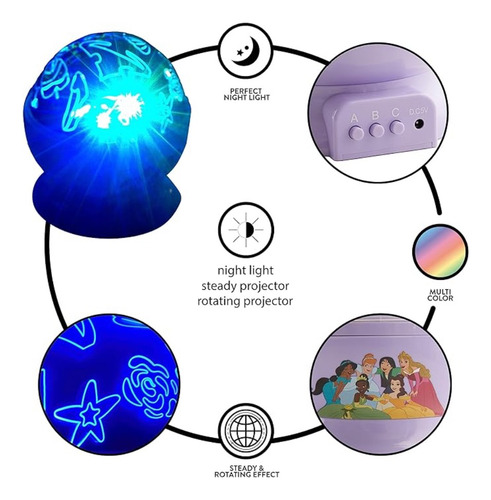 Lámpara Proyector Led Disney Princesas Cenicienta Bella