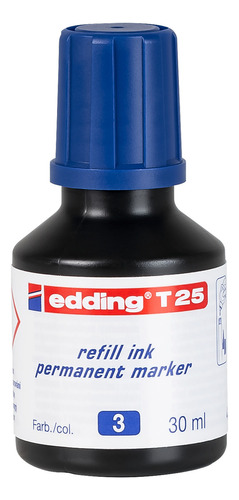 Tinta Para Marcador Permanente Indeleble Edding T25 30ml Color Azul