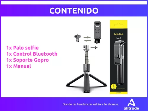 Palo Selfie En Aluminio Con Trípode Control Bluetooth y Luz Para Gopro o  Celular