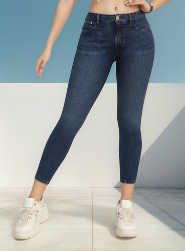 Jeans Básico Push Up Para Mujer De Mezclilla Stretch