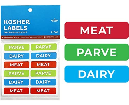 Etiquetas Kosher, 8 Productos Lácteos Azules, 8 Carnes Rojas
