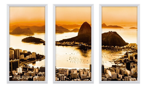 Composição 3 Quadros C/ Moldura Rio Janeiro Cidades Capitais