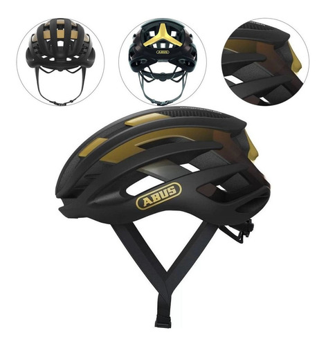 Capacete Abus Airbreaker Preto E Dourado Ciclismo Bike