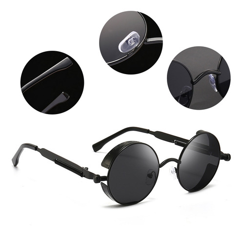 Gafas Sol Redondas Metal Protección Uv Gafas De Sol De Moda