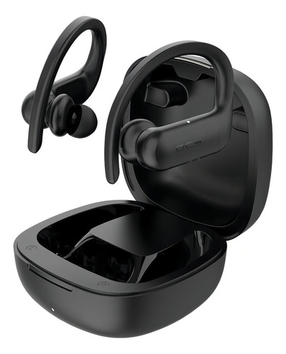 Fone de ouvido in-ear sem fio QCY T6 preto com luz LED
