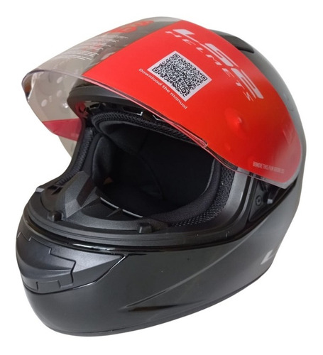 Casco De Moto Adulto Negro Brilloso Single Mono Ls2 Ff352