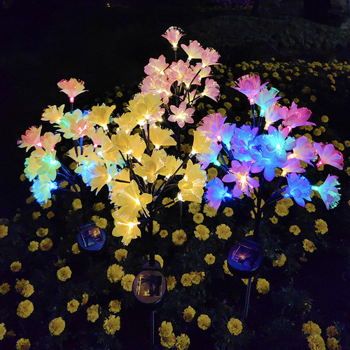 Lámpara Led Flor Fibra Luz Cálida Amarilla 12x2 Pzas Nueva