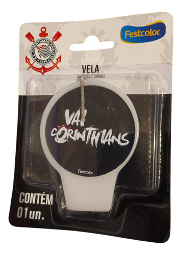 Vela Plana Festa Aniversário Frase Vai Corinthians Topo Bolo