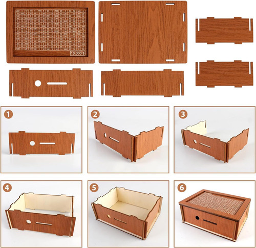 Caja De Madera For Ahorrar Dinero, Caja De Ahorro De 10 000