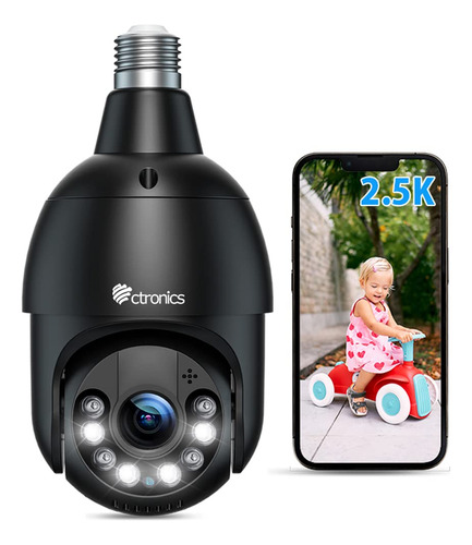 Ctronics Camara De Seguridad Con Bombilla De 2.5k 4mp, Camar