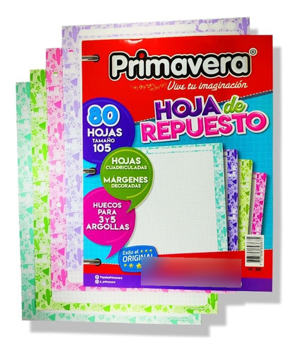 Hojas Ponchadas Perforadas Primavera De 80 Hojas