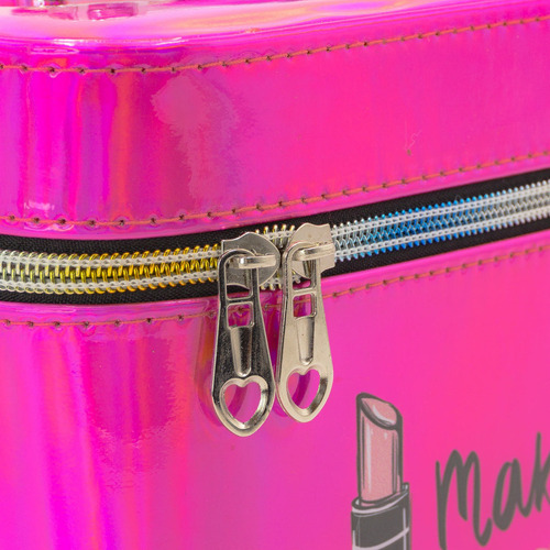Cosmetiquera 3 En 1 Para Maquillaje-neceser Color Fucsia Diseño De La Tela Lisa