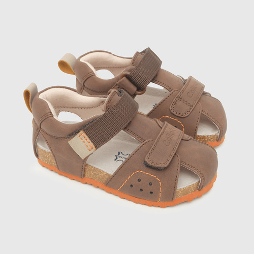 Sandalia De Niños Doble Ajuste Cafe / Brown (21 A 27)