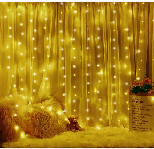 Cortina Luces Led 3x3 M Navidad Fiesta Usb Remoto 8 Modos