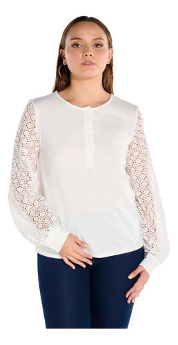 Blusa Dama Blanco Manga Larga Mundo Terra 158065