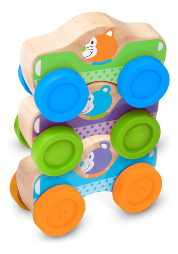 Melissa & Doug Primer Juego De Coches Apilables De Animales