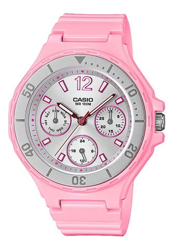 Reloj Mujer Casio Lrw-250h-4a2 Negro Análogo / Color de la correa Rosa Color del bisel Gris Color del fondo Gris