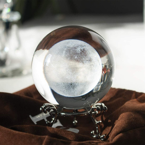 Presente De Peso De Papel Com Bola De Cristal De Lua Laser