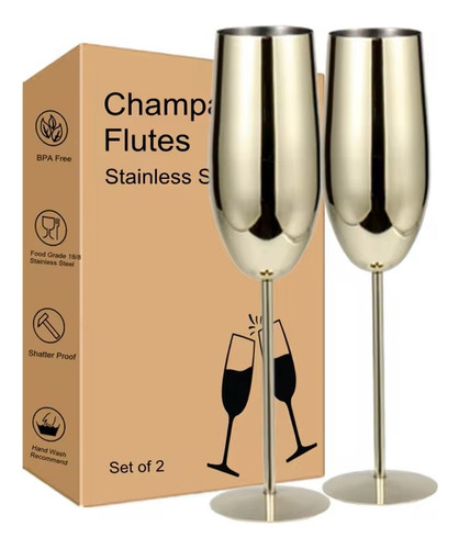 Set De 2 Copas De Champagne De Acero Inoxidable