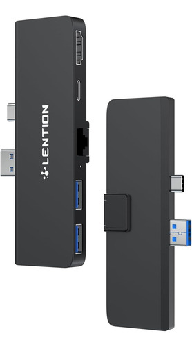 Adaptador Hub Usb-c Letion Dongle 5 Em 1 Para Surface Pro 7 Usb 3.0 4khdmi Carregamento Rápido