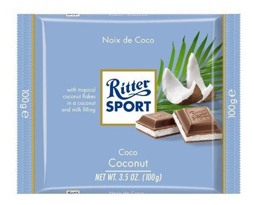 Chocolate Con Coco Ritter Sport, 3.5 Oz (paquete De 12)