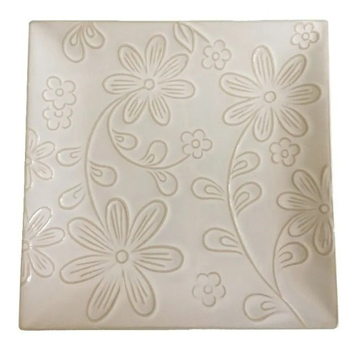 Imagen 1 de 1 de Plato Playo Cuadrado Ceramica Natural Flores Oferta Ult Unid