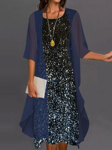 Imagen 2 de 4 de Vestido Evangelico Social Traje Suelto Estampado Dos Piezas