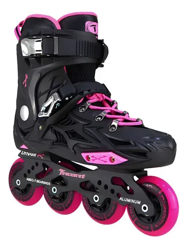 comprar  Patins Traxart Dynamix Rosa Inline Roller Abec 7 + Brinde