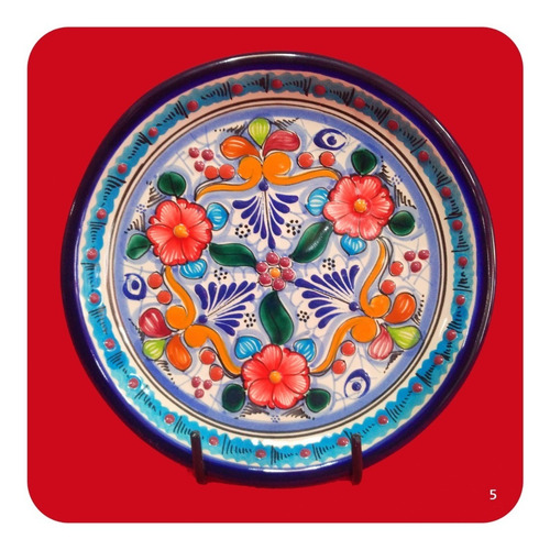 Imagen 4 de 8 de Set 10 Platos De Talavera Poblana Color 20 Cm Variados Plt