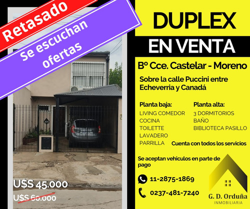 Duplex Con 3 Dormitorios En Cruce Castelar - Moreno