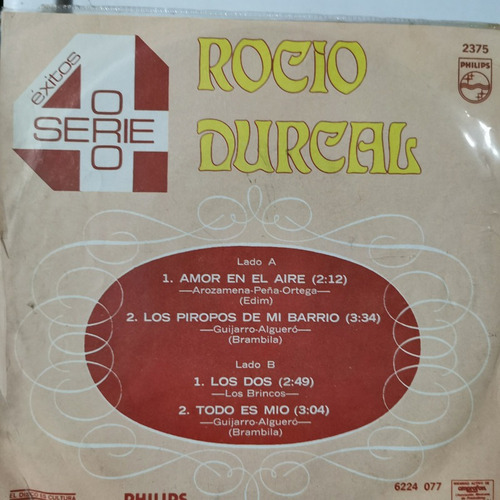 Disco 45 Rpm: Rocio Durcal- Piropos De Mi Barrio