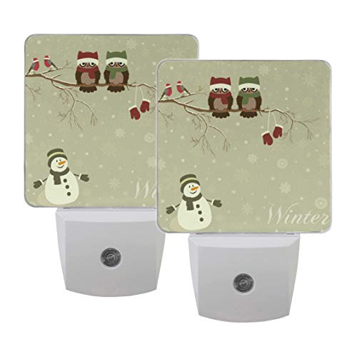 Conjunto De 2 Búhos De Navidad Hombre De Nieve Copo De...