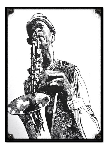 #551 - Cuadro Decorativo Vintage 30 X 40 - Jazz Saxo Poster