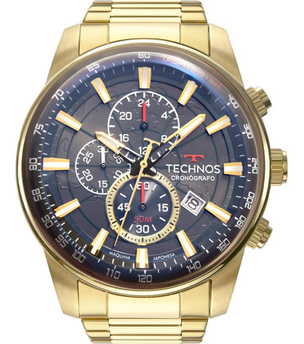 Relógio Masculino Technos Grandtech Dourado Original Nf
