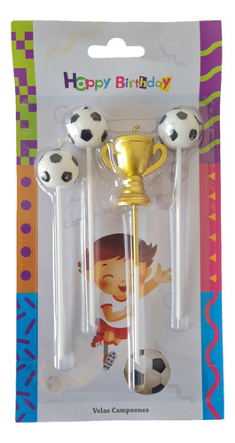 Vela Trofeo Pelotas De Fútbol Para Torta Deco Cupcake