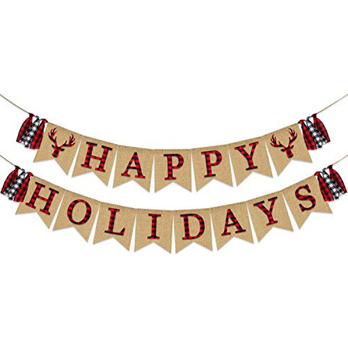 Banner  Happy Holidays  De Arpillera | Decoraciones Nav...